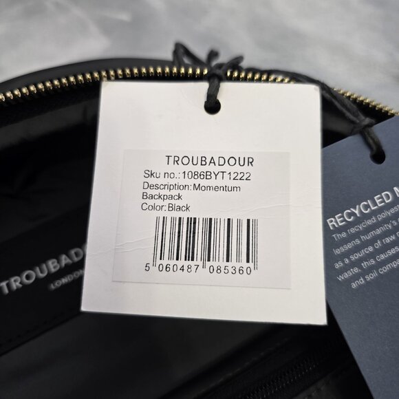 Troubadour Momentum Travel Business Backpack 13L Black, Gold Hardware NWT - Picture 12 of 15